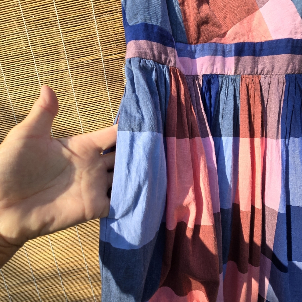 1901 Plaid Wrap Blanket Plaid Midi Dress Pink Blue Size 6 - Picture 9 of 16